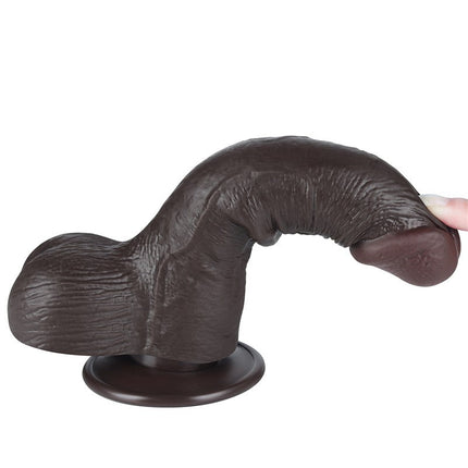 LoveToy - Dildo Met Sliding Skin Technologie - 19,5 cm x Ø 3,7 cm - Zwart-Erotiekvoordeel.nl