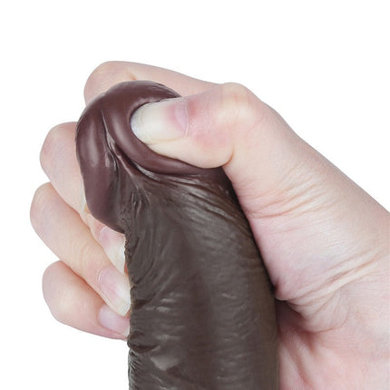LoveToy - Dildo Met Sliding Skin Technologie - 19,5 cm x Ø 3,7 cm - Zwart-Erotiekvoordeel.nl