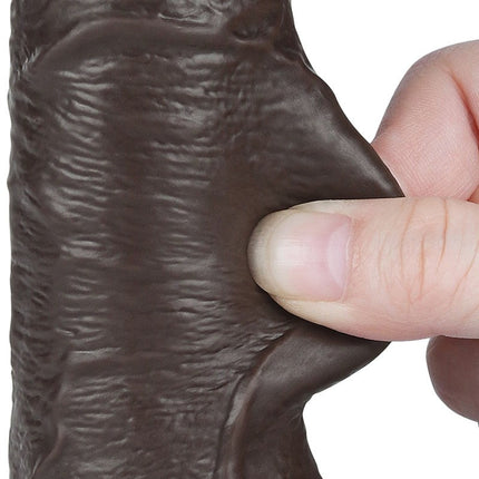 LoveToy - Dildo Met Sliding Skin Technologie - 19,5 cm x Ø 3,7 cm - Zwart-Erotiekvoordeel.nl