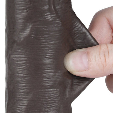 LoveToy - Dildo Met Sliding Skin Technologie - 20 cm x Ø 3,8 cm - Zwart-Erotiekvoordeel.nl