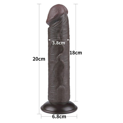 LoveToy - Dildo Met Sliding Skin Technologie - 20 cm x Ø 3,8 cm - Zwart-Erotiekvoordeel.nl