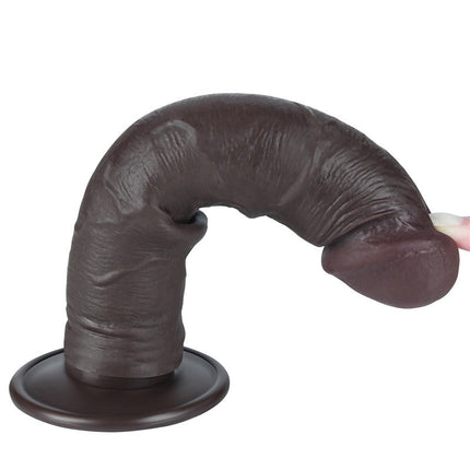 LoveToy - Dildo Met Sliding Skin Technologie - 20 cm x Ø 3,8 cm - Zwart-Erotiekvoordeel.nl
