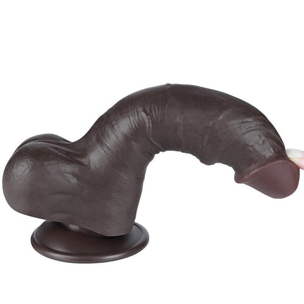 LoveToy - Dildo Met Sliding Skin Technologie - 20 cm x Ø 3,9 cm - Zwart-Erotiekvoordeel.nl