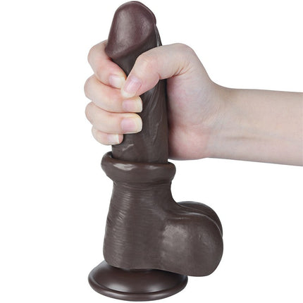 LoveToy - Dildo Met Sliding Skin Technologie - 20 cm x Ø 3,9 cm - Zwart-Erotiekvoordeel.nl