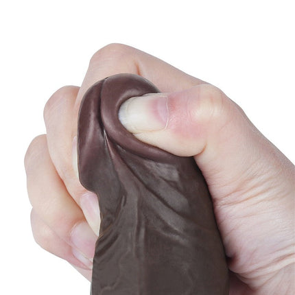 LoveToy - Dildo Met Sliding Skin Technologie - 20 cm x Ø 3,9 cm - Zwart-Erotiekvoordeel.nl