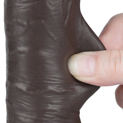 LoveToy - Dildo Met Sliding Skin Technologie - 20 cm x Ø 3,9 cm - Zwart-Erotiekvoordeel.nl