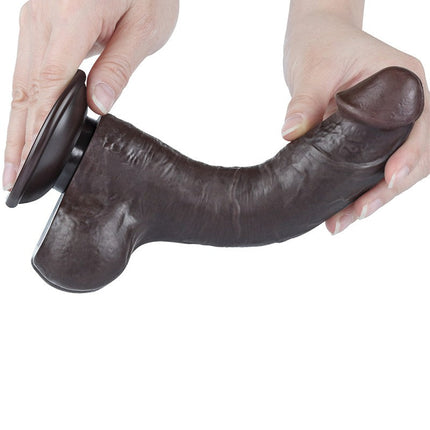 LoveToy - Dildo Met Sliding Skin Technologie - 20 cm x Ø 3,9 cm - Zwart-Erotiekvoordeel.nl