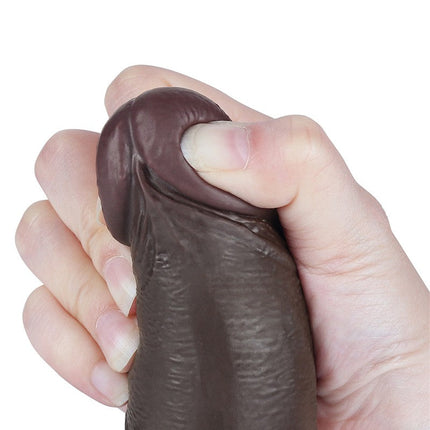 LoveToy - Dildo Met Sliding Skin Technologie - 20 cm x Ø 4 cm - Zwart-Erotiekvoordeel.nl