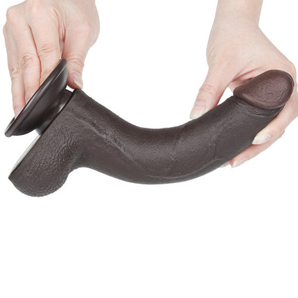 LoveToy - Dildo Met Sliding Skin Technologie - 20 cm x Ø 4 cm - Zwart-Erotiekvoordeel.nl