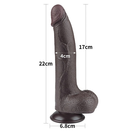 LoveToy - Dildo Met Sliding Skin Technologie - 20 cm x Ø 4 cm - Zwart-Erotiekvoordeel.nl