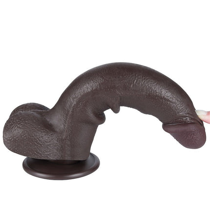 LoveToy - Dildo Met Sliding Skin Technologie - 20 cm x Ø 4 cm - Zwart-Erotiekvoordeel.nl