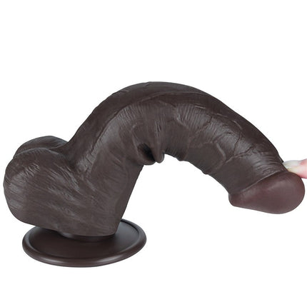 LoveToy - Dildo Met Sliding Skin Technologie - 20,8 cm x Ø 4 cm - Zwart-Erotiekvoordeel.nl