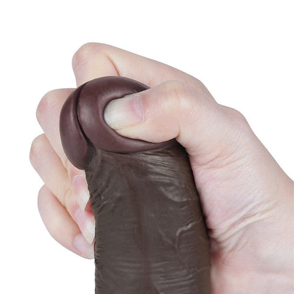 LoveToy - Dildo Met Sliding Skin Technologie - 20,8 cm x Ø 4 cm - Zwart-Erotiekvoordeel.nl