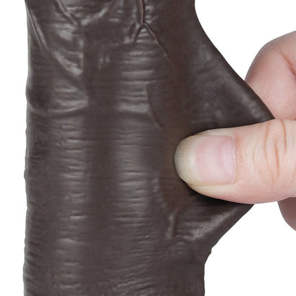 LoveToy - Dildo Met Sliding Skin Technologie - 20,8 cm x Ø 4 cm - Zwart-Erotiekvoordeel.nl