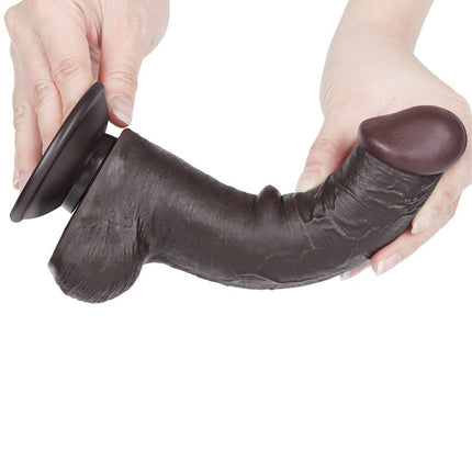 LoveToy - Dildo Met Sliding Skin Technologie - 20,8 cm x Ø 4 cm - Zwart-Erotiekvoordeel.nl