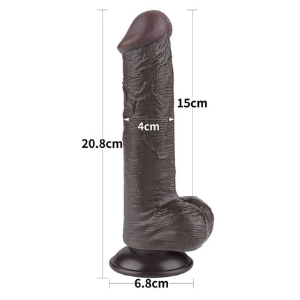 LoveToy - Dildo Met Sliding Skin Technologie - 20,8 cm x Ø 4 cm - Zwart-Erotiekvoordeel.nl