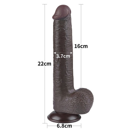 LoveToy - Dildo Met Sliding Skin Technologie - 22 cm x Ø 3,7 cm - Zwart-Erotiekvoordeel.nl
