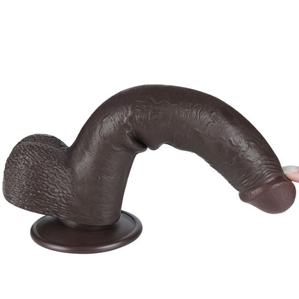LoveToy - Dildo Met Sliding Skin Technologie - 22 cm x Ø 3,7 cm - Zwart-Erotiekvoordeel.nl