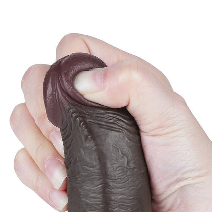LoveToy - Dildo Met Sliding Skin Technologie - 22 cm x Ø 3,7 cm - Zwart-Erotiekvoordeel.nl