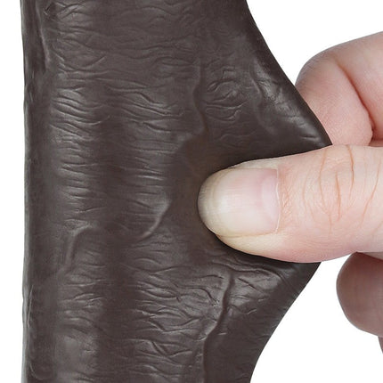 LoveToy - Dildo Met Sliding Skin Technologie - 22 cm x Ø 3,7 cm - Zwart-Erotiekvoordeel.nl