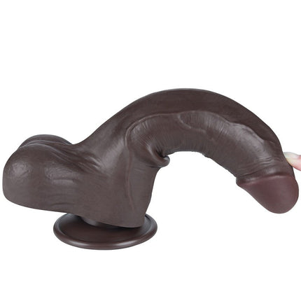 LoveToy - Dildo Met Sliding Skin Technologie - 22 cm x Ø 4,3 cm - Zwart-Erotiekvoordeel.nl