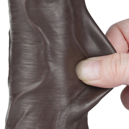 LoveToy - Dildo Met Sliding Skin Technologie - 22 cm x Ø 4,3 cm - Zwart-Erotiekvoordeel.nl