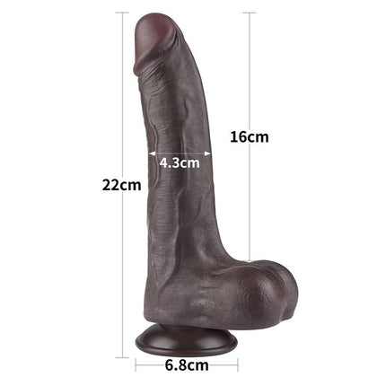 LoveToy - Dildo Met Sliding Skin Technologie - 22 cm x Ø 4,3 cm - Zwart-Erotiekvoordeel.nl