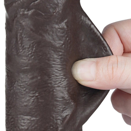 LoveToy - Dildo Met Sliding Skin Technologie - 24 cm x Ø 4,3 cm - Zwart-Erotiekvoordeel.nl