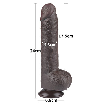 LoveToy - Dildo Met Sliding Skin Technologie - 24 cm x Ø 4,3 cm - Zwart-Erotiekvoordeel.nl