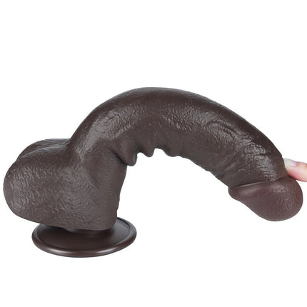 LoveToy - Dildo Met Sliding Skin Technologie - 24 cm x Ø 4,3 cm - Zwart-Erotiekvoordeel.nl