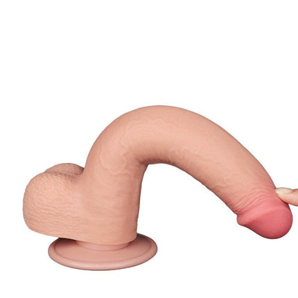 LoveToy - Dildo - Schuifhuid dildo - Lengte 22 cm - Diameter Ø 3.7 cm - Lichte Huidskleur-Erotiekvoordeel.nl