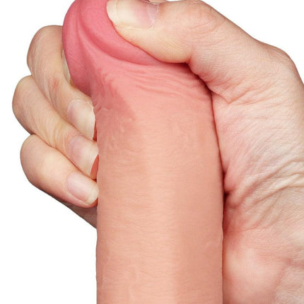 LoveToy - Dildo - Schuifhuid dildo - Lengte 22 cm - Diameter Ø 3.7 cm - Lichte Huidskleur-Erotiekvoordeel.nl