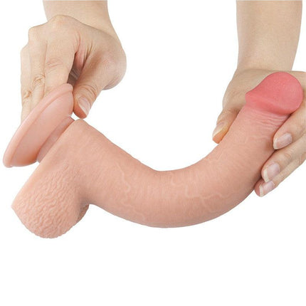 LoveToy - Dildo - Schuifhuid dildo - Lengte 22 cm - Diameter Ø 3.7 cm - Lichte Huidskleur-Erotiekvoordeel.nl