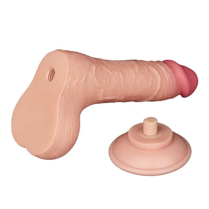 LoveToy - Dubbellaags Dildo - Glijdende Huid Dildo - Lengte 19.5 cm - Diameter 3.7 cm - Lichte Huidskleur-Erotiekvoordeel.nl