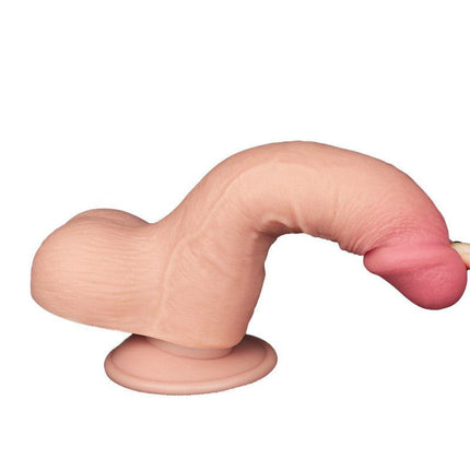 LoveToy - Dubbellaags Dildo - Glijdende Huid Dildo - Lengte 19.5 cm - Diameter 3.7 cm - Lichte Huidskleur-Erotiekvoordeel.nl