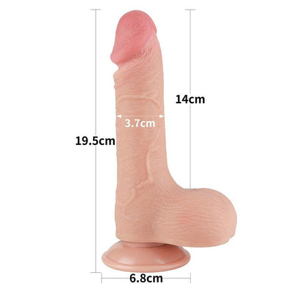 LoveToy - Dubbellaags Dildo - Glijdende Huid Dildo - Lengte 19.5 cm - Diameter 3.7 cm - Lichte Huidskleur-Erotiekvoordeel.nl