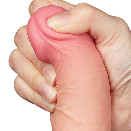 LoveToy - Dubbellaags Dildo - Glijdende Huid Dildo - Lengte 19.5 cm - Diameter 3.7 cm - Lichte Huidskleur-Erotiekvoordeel.nl