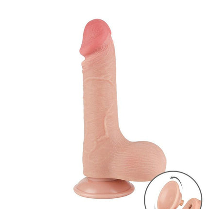 LoveToy - Dubbellaags Dildo - Glijdende Huid Dildo - Lengte 19.5 cm - Diameter 3.7 cm - Lichte Huidskleur-Erotiekvoordeel.nl