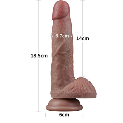 LoveToy - Dubbellaags Siliconen Dildo - 18,5 cm x Ø 3,7 cm - Bruin-Erotiekvoordeel.nl