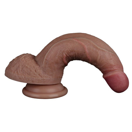 LoveToy - Dubbellaags Siliconen Dildo - 18,5 cm x Ø 3,7 cm - Bruin-Erotiekvoordeel.nl