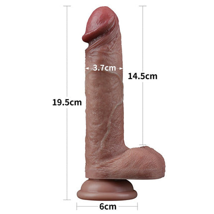 LoveToy - Dubbellaags Siliconen Dildo - 19,5 cm x Ø 3,7 cm - Bruin-Erotiekvoordeel.nl