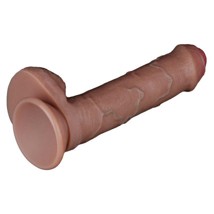LoveToy - Dubbellaags Siliconen Dildo - 20,5 cm x Ø 4 cm - Bruin-Erotiekvoordeel.nl