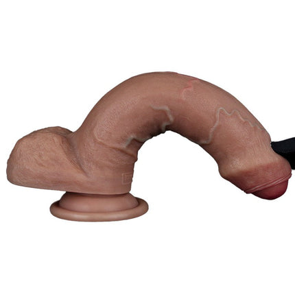 LoveToy - Dubbellaags Siliconen Dildo - 20,5 cm x Ø 4 cm - Bruin-Erotiekvoordeel.nl
