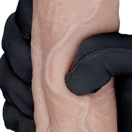 LoveToy - Dubbellaags Siliconen Dildo - 21,5 cm x Ø 4,2 cm - Bruin-Erotiekvoordeel.nl