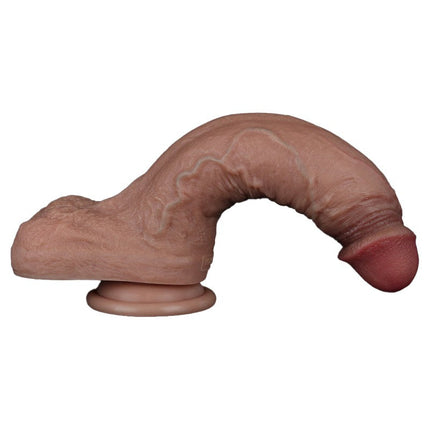 LoveToy - Dubbellaags Siliconen Dildo - 21,5 cm x Ø 4,2 cm - Bruin-Erotiekvoordeel.nl