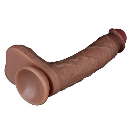 LoveToy - Dubbellaags Siliconen Dildo - 21,5 cm x Ø 4,2 cm - Bruin-Erotiekvoordeel.nl