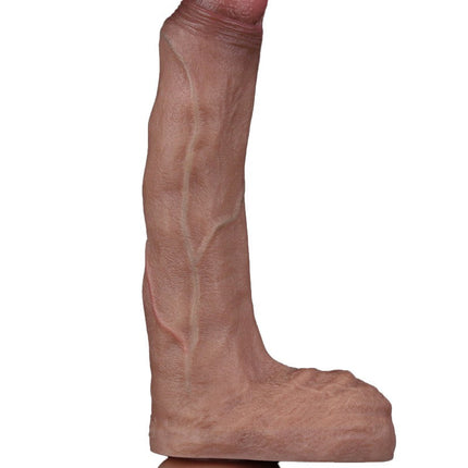 LoveToy - Dubbellaags Siliconen Dildo - 22 cm x Ø 4,2 cm - Bruin-Erotiekvoordeel.nl