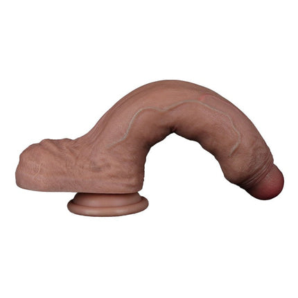 LoveToy - Dubbellaags Siliconen Dildo - 22 cm x Ø 4,2 cm - Bruin-Erotiekvoordeel.nl