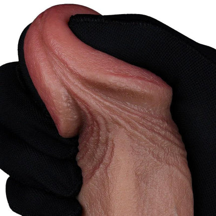 LoveToy - Dubbellaags Siliconen Dildo - 22,5 cm x Ø 4,2 cm - Bruin-Erotiekvoordeel.nl