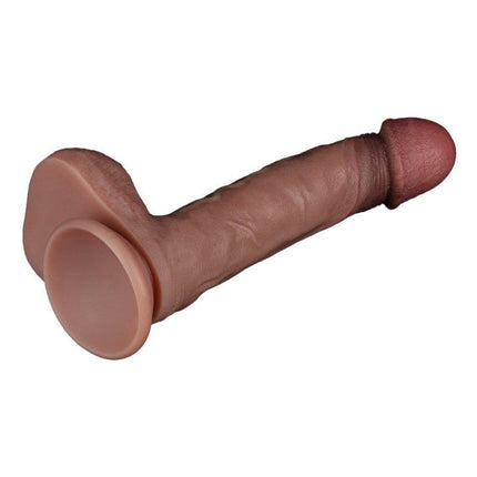 LoveToy - Dubbellaags Siliconen Dildo - 22,5 cm x Ø 4,2 cm - Bruin-Erotiekvoordeel.nl